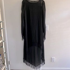 For Love And Lemons sheer hi low fringe dress